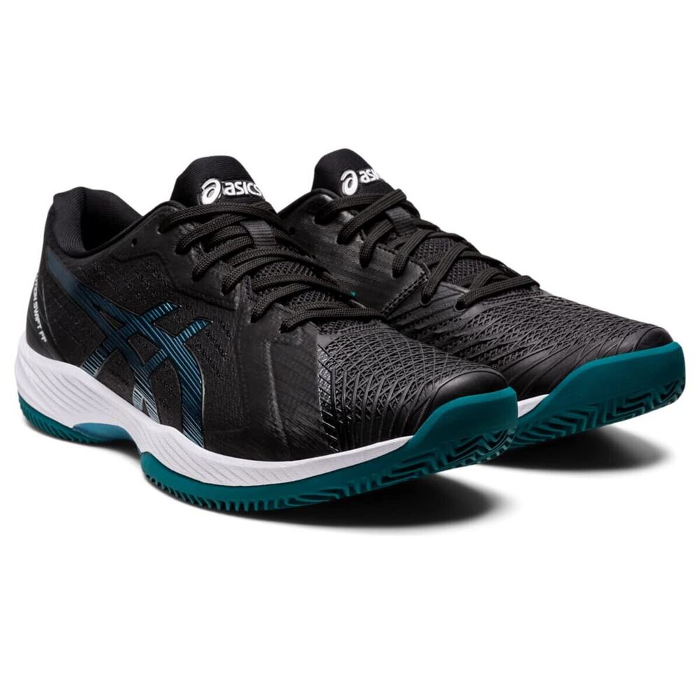 Asics Solution Swift FlyteFoam Clay Men's Tennis Shoe Black/Misty Pine Size 8 US